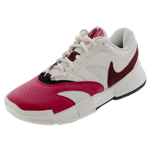Women`s Court Lite 4 Tennis Shoes Pale Ivory and Team Red Footwear Nike