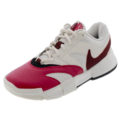 Women`s Court Lite 4 Tennis Shoes Pale Ivory and Team Red Footwear Nike