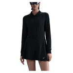 Women's Dri-FIT Victory Long-Sleeve Tennis Polo Black and White Apparel Nike
