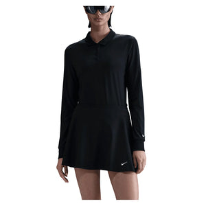 Women's Dri-FIT Victory Long-Sleeve Tennis Polo Black and White Apparel Nike