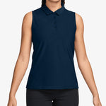 Women`s Dri-Fit Victory Sleeveless Tennis Polo Armory Navy and White Apparel Nike