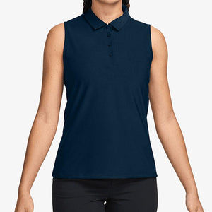 Women`s Dri-Fit Victory Sleeveless Tennis Polo Armory Navy and White Apparel Nike