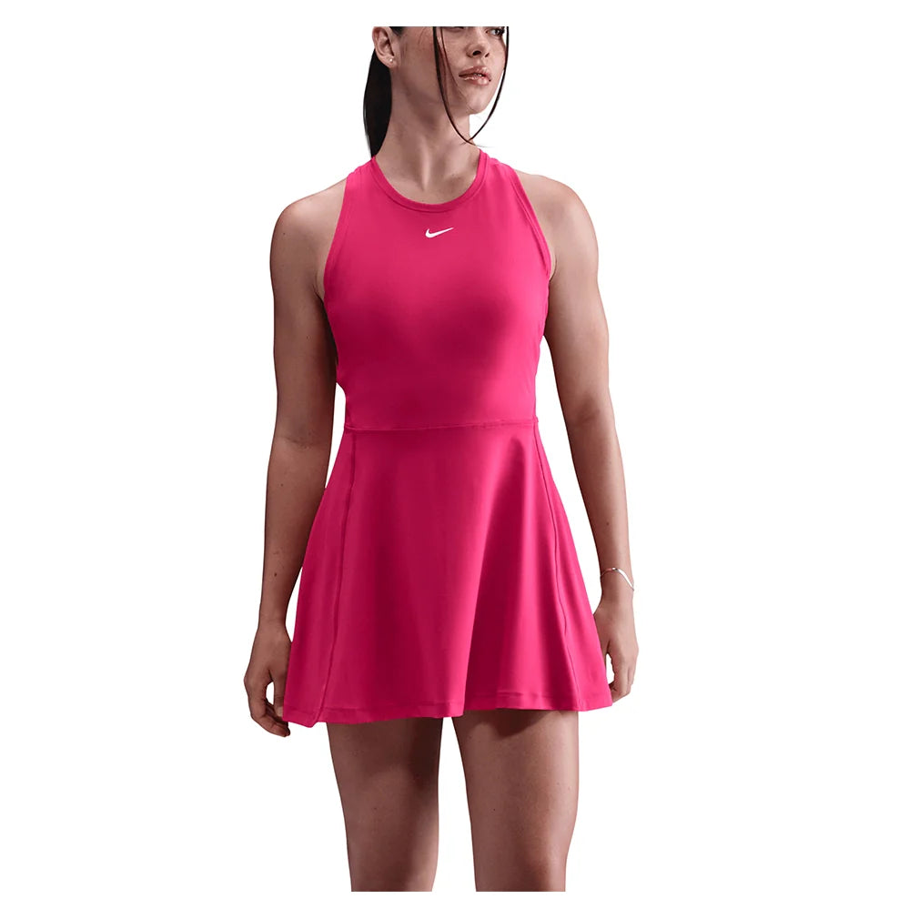 Women's Dri-FIT Victory Tennis Dress Rush Pink and White Apparel Nike