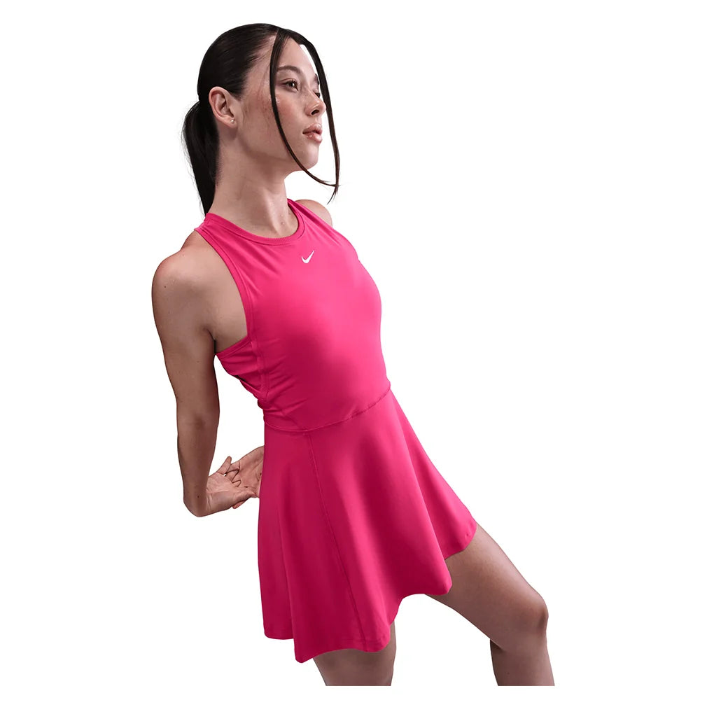 Women's Dri-FIT Victory Tennis Dress Rush Pink and White Apparel Nike