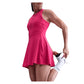 Women's Dri-FIT Victory Tennis Dress Rush Pink and White Apparel Nike