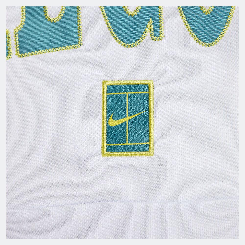 Men`s Heritage Dri-FIT Fleece Tennis Hoodie Football Grey and Mineral Teal Apparel Nike