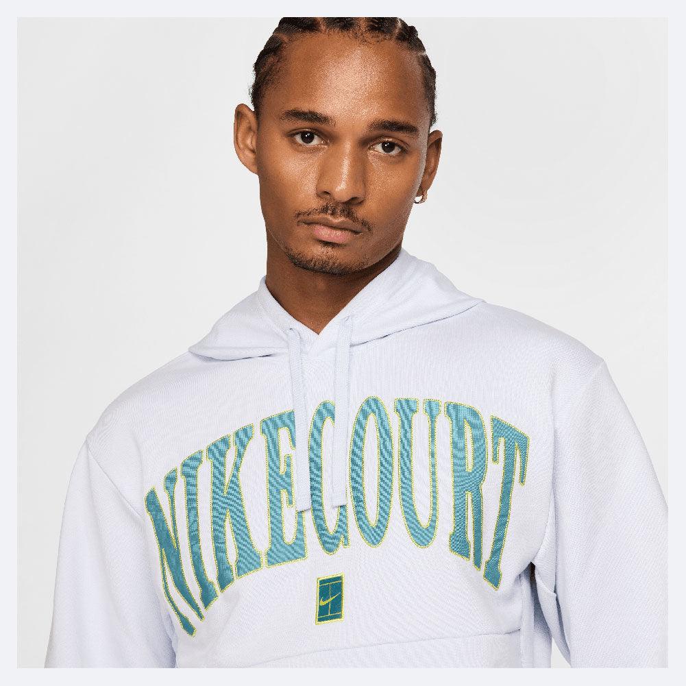 Men`s Heritage Dri-FIT Fleece Tennis Hoodie Football Grey and Mineral Teal Apparel Nike