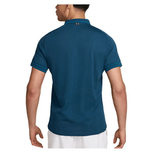 Men`s Court Heritage Tennis Polo Blue Force and Green Abyss Apparel Nike