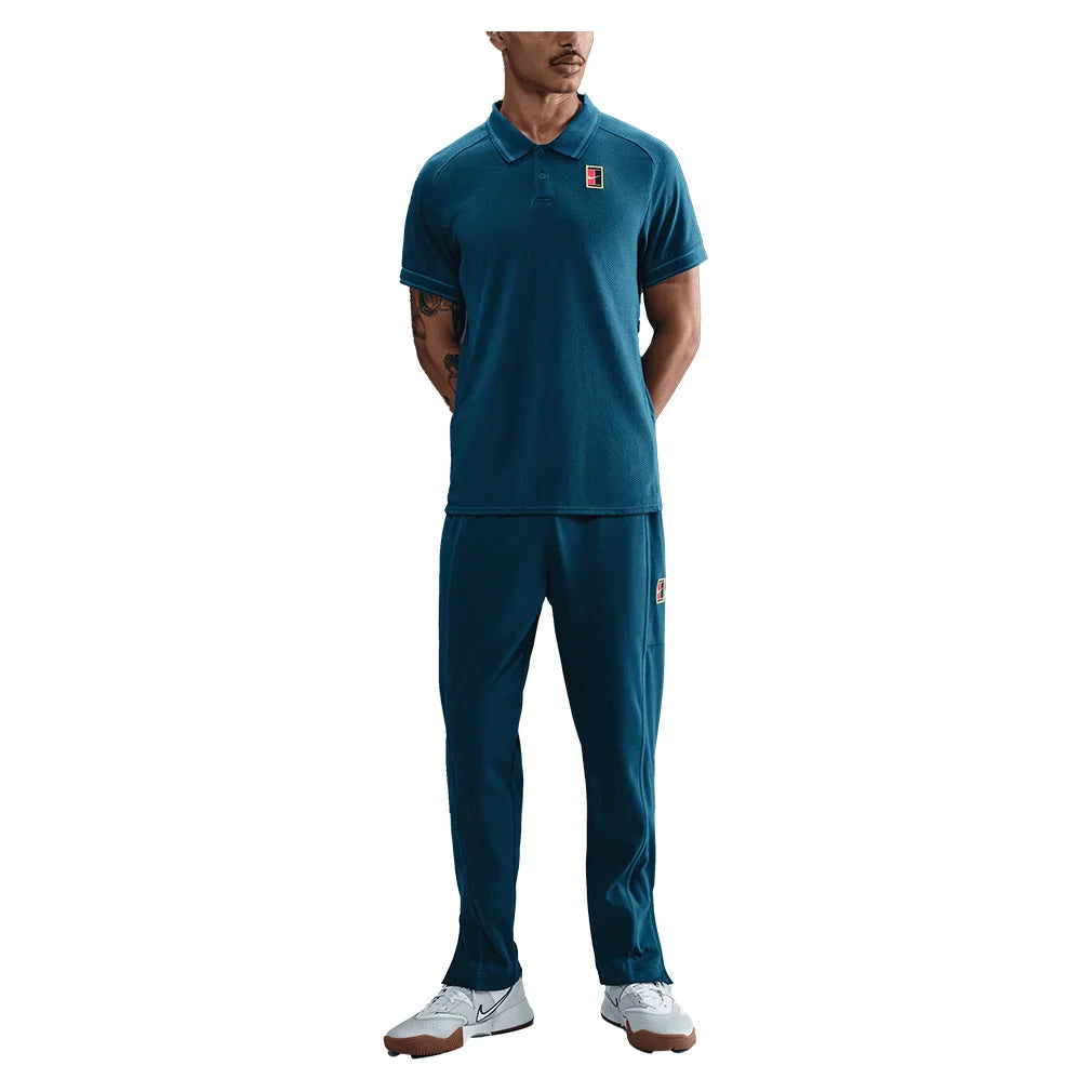Men`s Court Heritage Tennis Polo Blue Force and Green Abyss Apparel Nike