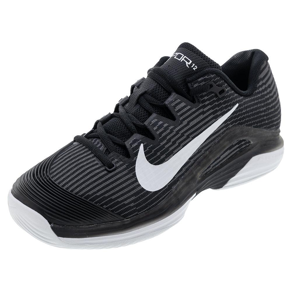 Men's Zoom Vapor 12 Tennis Shoes Black and White Footwear Nike