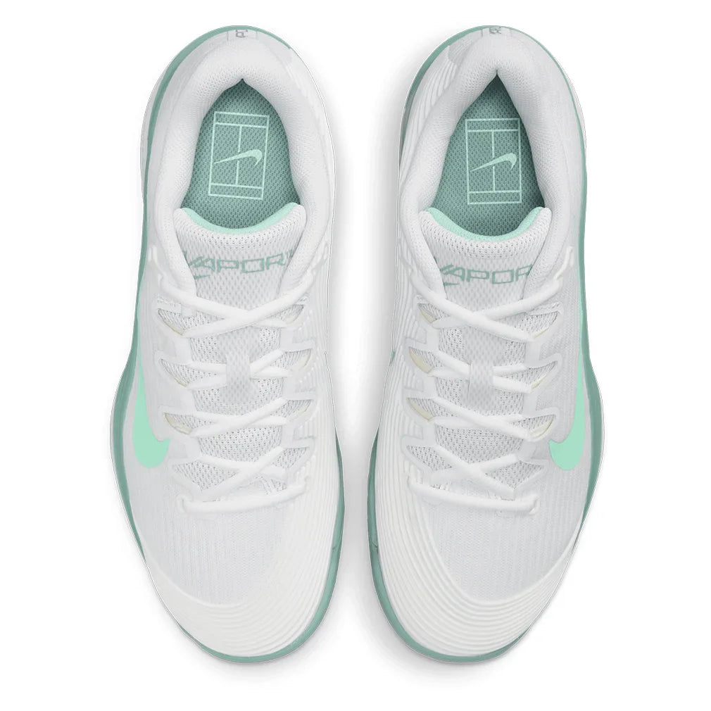 Women`s Zoom Vapor 12 Tennis Shoes White and Mint Foam Footwear Nike