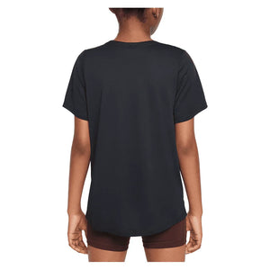 Girls` Dri-FIT One Short Sleeve Training Top Black and White Apparel Nike