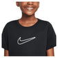 Girls` Dri-FIT One Short Sleeve Training Top Black and White Apparel Nike