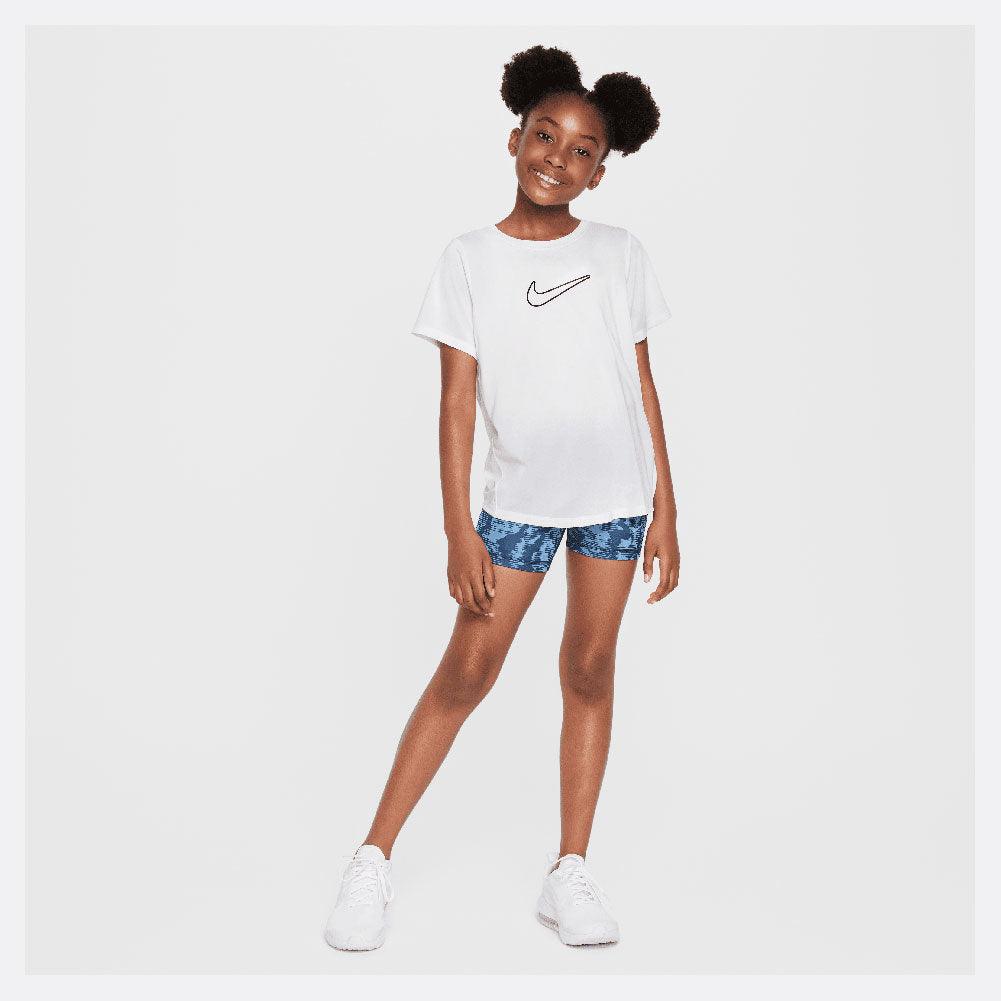 Girls' One Dri-Fit Short Sleeve Tennis Top White and Black Apparel Nike
