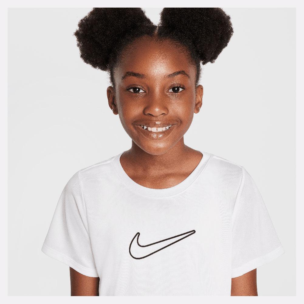 Girls' One Dri-Fit Short Sleeve Tennis Top White and Black Apparel Nike
