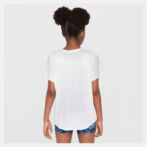 Girls' One Dri-Fit Short Sleeve Tennis Top White and Black Apparel Nike