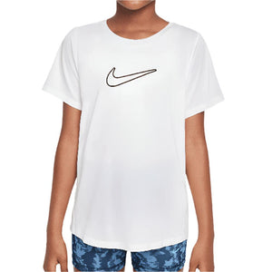 Girls' One Dri-Fit Short Sleeve Tennis Top White and Black Apparel Nike