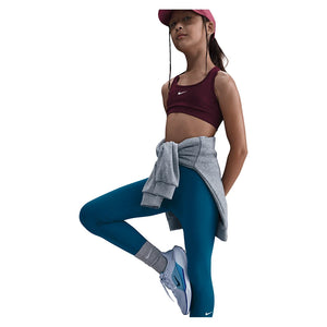 Girls' One Dri-FIT High-Waisted Training Leggings Green Abyss and White Apparel Nike