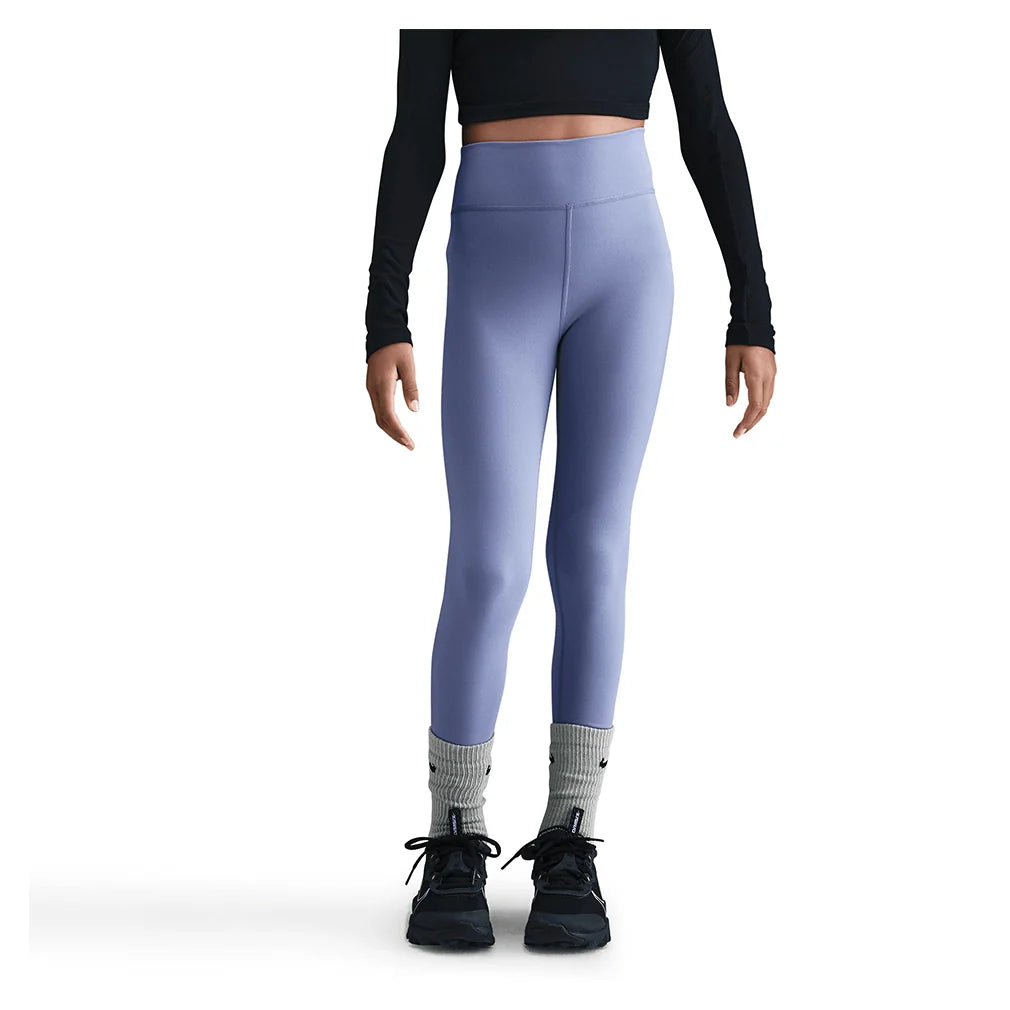 Girls' One Dri-FIT High-Waisted Training Leggings World Indigo and White Apparel Nike