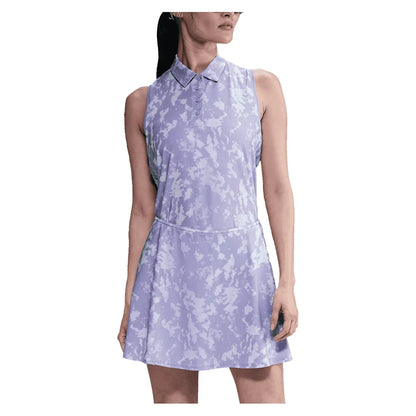 Women`s Dri-FIT Victory Sleeveless Print Tennis Polo Lilac Ice and White Apparel Nike