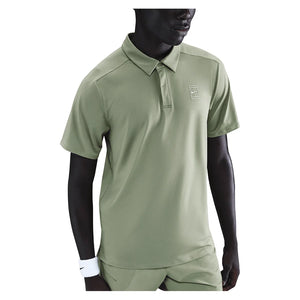 Men's Court Dri-FIT Advantage Tennis Polo Oil Green and White Apparel Nike