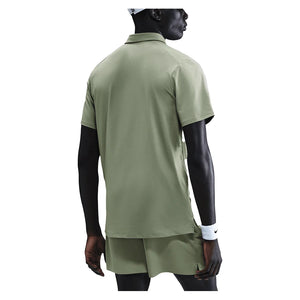Men's Court Dri-FIT Advantage Tennis Polo Oil Green and White Apparel Nike