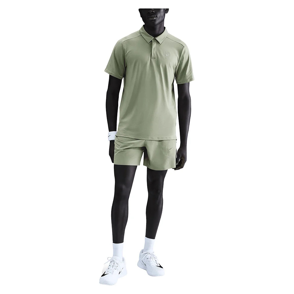 Men's Court Dri-FIT Advantage Tennis Polo Oil Green and White Apparel Nike