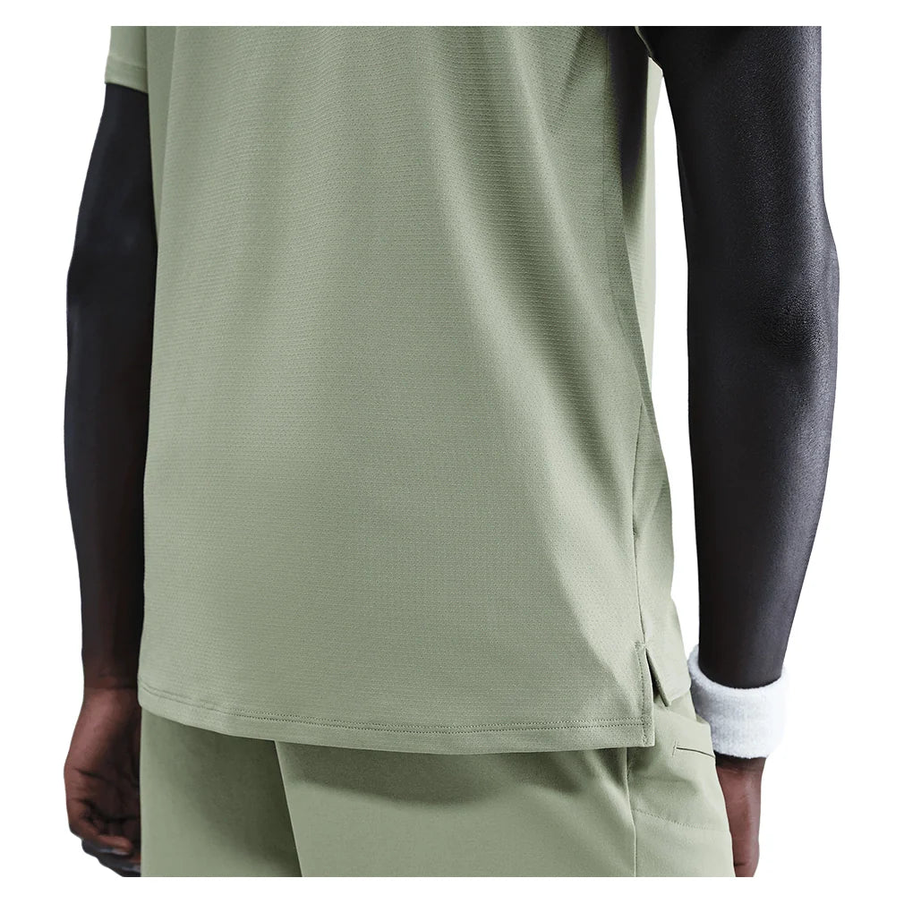 Men's Court Dri-FIT Advantage Tennis Polo Oil Green and White Apparel Nike