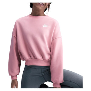 Girls' Sportswear Club Fleece Boxy Crew-Neck Sweatshirt Med Soft Pink Apparel Nike