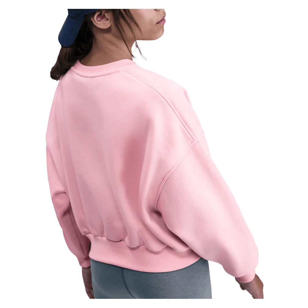 Girls' Sportswear Club Fleece Boxy Crew-Neck Sweatshirt Med Soft Pink Apparel Nike