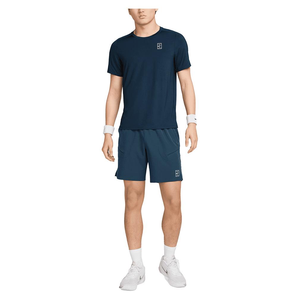 Men`s Dri-Fit Advantage 8 inch Tennis Short Armory Navy and White Apparel Nike