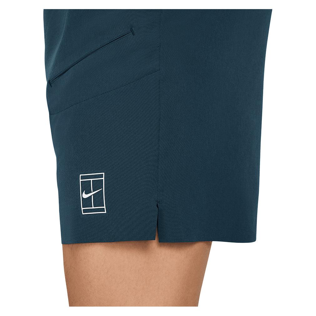 Men`s Dri-Fit Advantage 8 inch Tennis Short Armory Navy and White Apparel Nike
