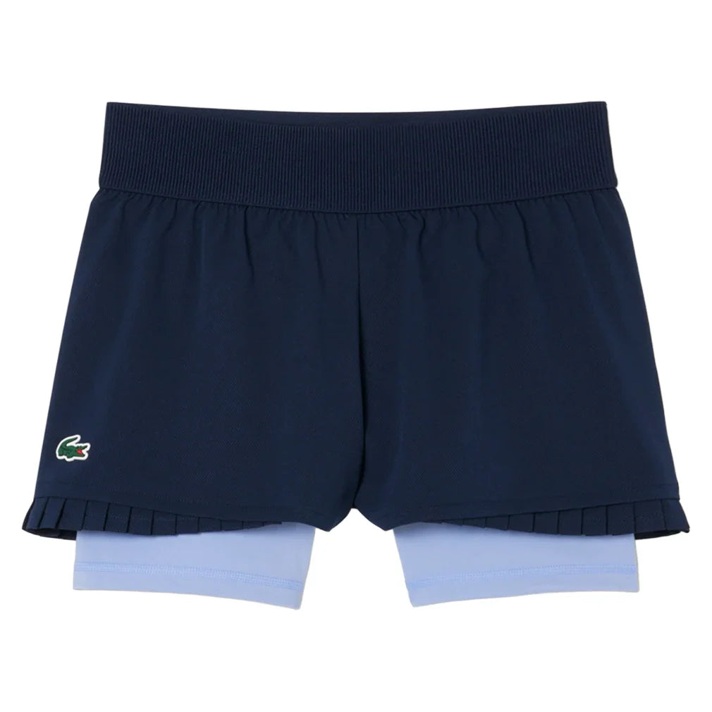 Women`s On Court Lined Tennis Short Navy Blue and Delphinium Apparel Lacoste