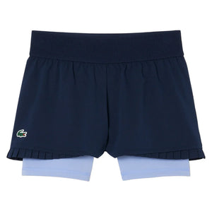 Women`s On Court Lined Tennis Short Navy Blue and Delphinium Apparel Lacoste