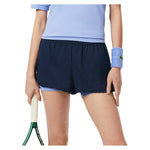 Women`s On Court Lined Tennis Short Navy Blue and Delphinium Apparel Lacoste