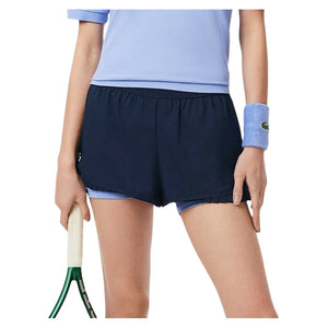 Women`s On Court Lined Tennis Short Navy Blue and Delphinium Apparel Lacoste