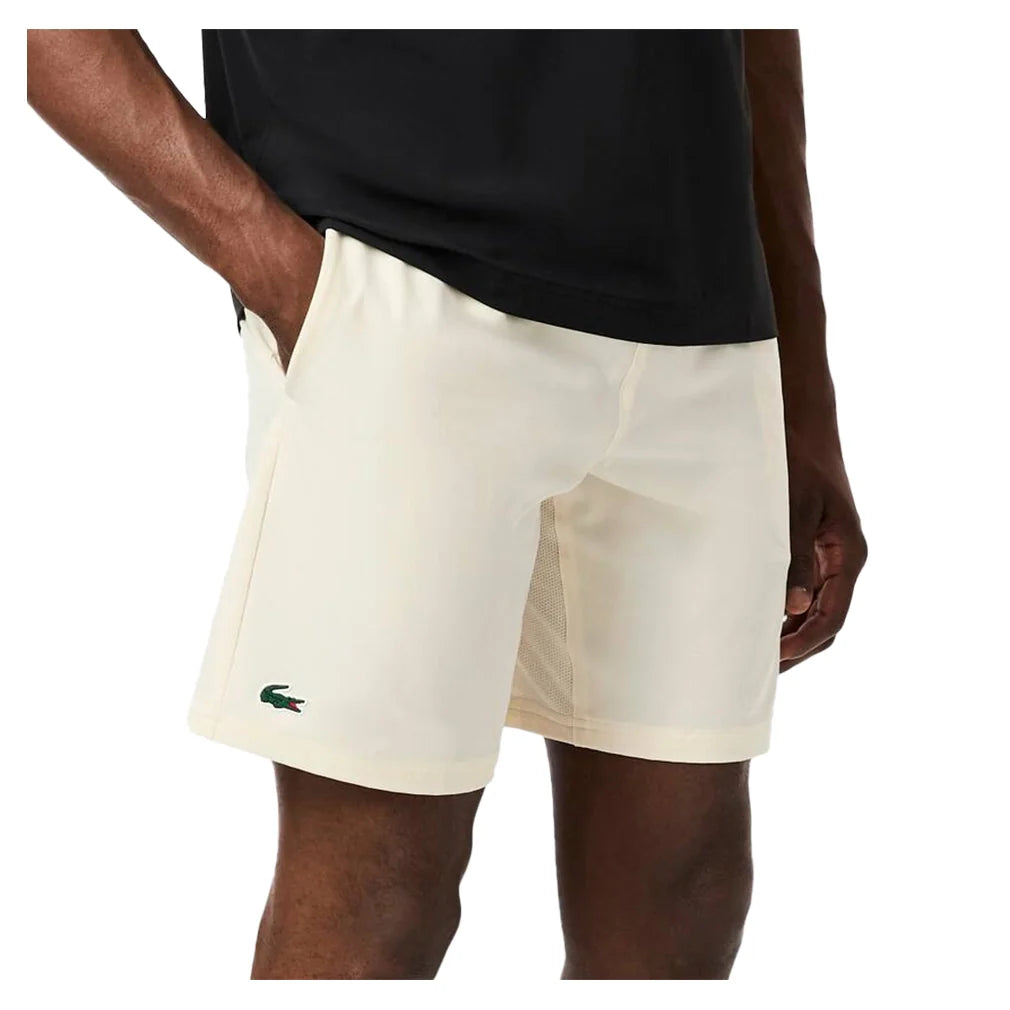 Men`s Novak Djokovic Ultra-Dry Woven Tennis Short Lapland and Navy Blue Apparel Lacoste