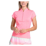 Women`s Swing Zip Short Sleeve Tennis Top Flamingo Apparel Lucky In Love