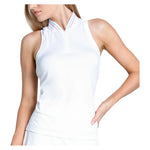 Women`s Seamless Textured Sleeveless Tennis Polo White Apparel Lucky In Love