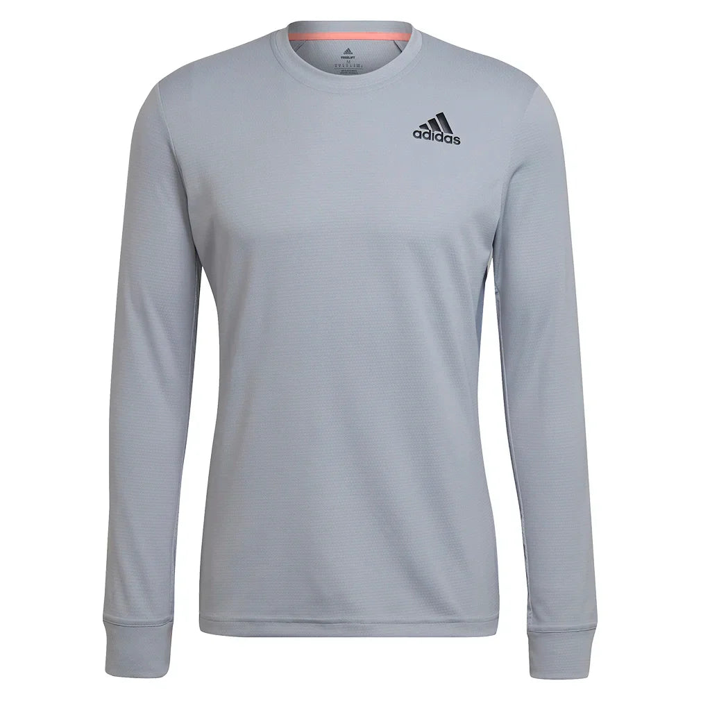 Men`s Freelift Long Sleeve Tennis Top Halo Silver Apparel Adidas