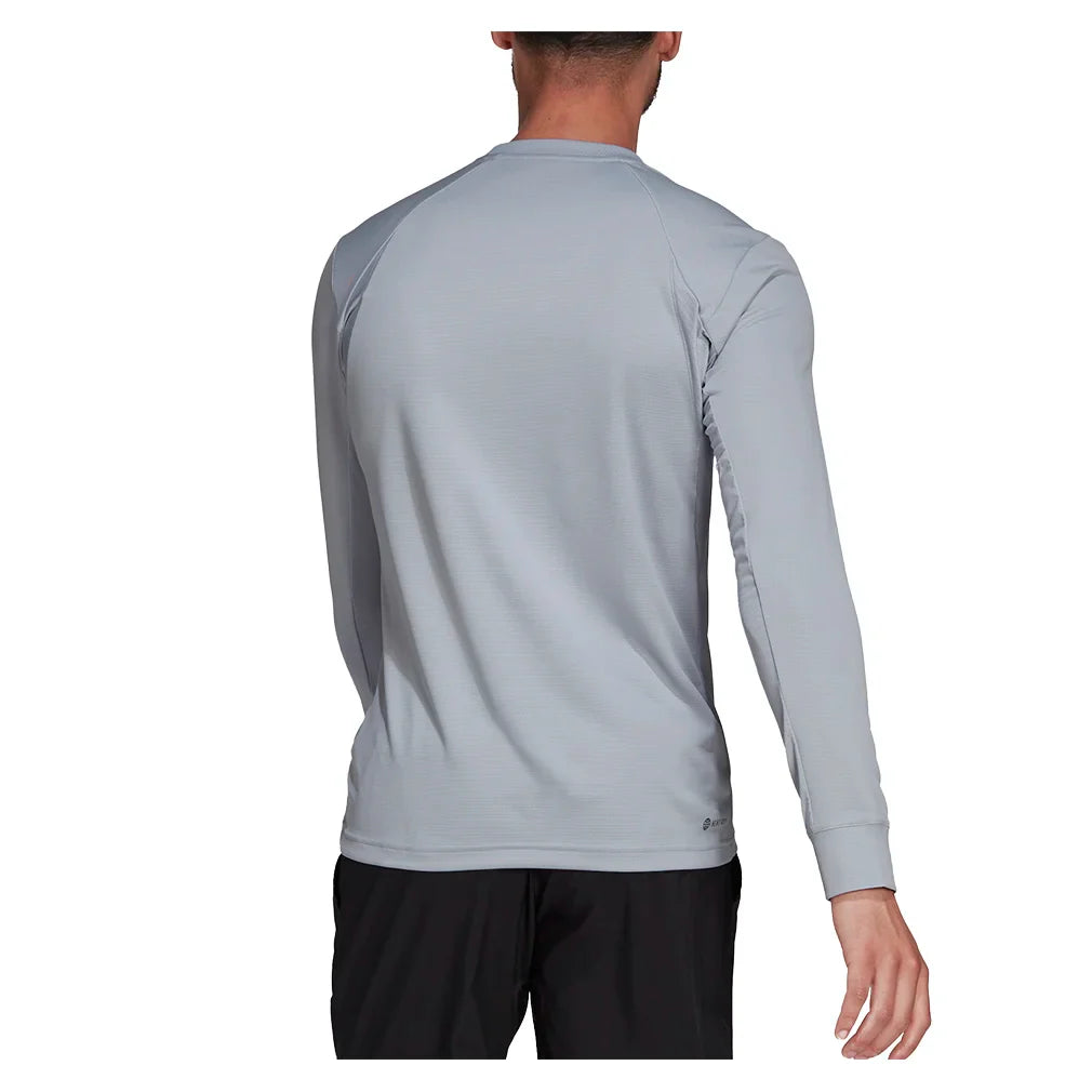 Men`s Freelift Long Sleeve Tennis Top Halo Silver Apparel Adidas
