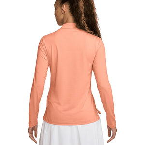 Women`s Dri-Fit Victory 1/2 Zip Long Sleeve Tennis Top Apricot Agate and White Apparel Nike