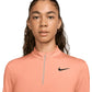 Women`s Dri-Fit Victory 1/2 Zip Long Sleeve Tennis Top Apricot Agate and White Apparel Nike