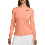 Women`s Dri-Fit Victory 1/2 Zip Long Sleeve Tennis Top Apricot Agate and White Apparel Nike