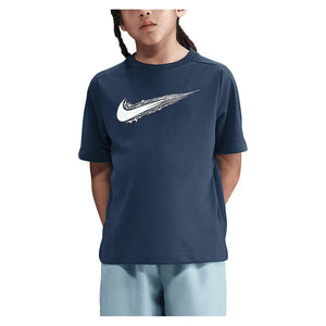 Boys` Multi Dri-FIT Short-Sleeve Training Top Midnight Navy and White Apparel Nike