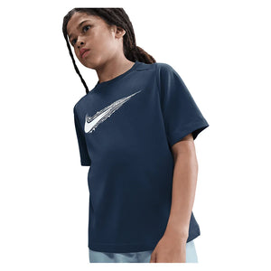 Boys` Multi Dri-FIT Short-Sleeve Training Top Midnight Navy and White Apparel Nike