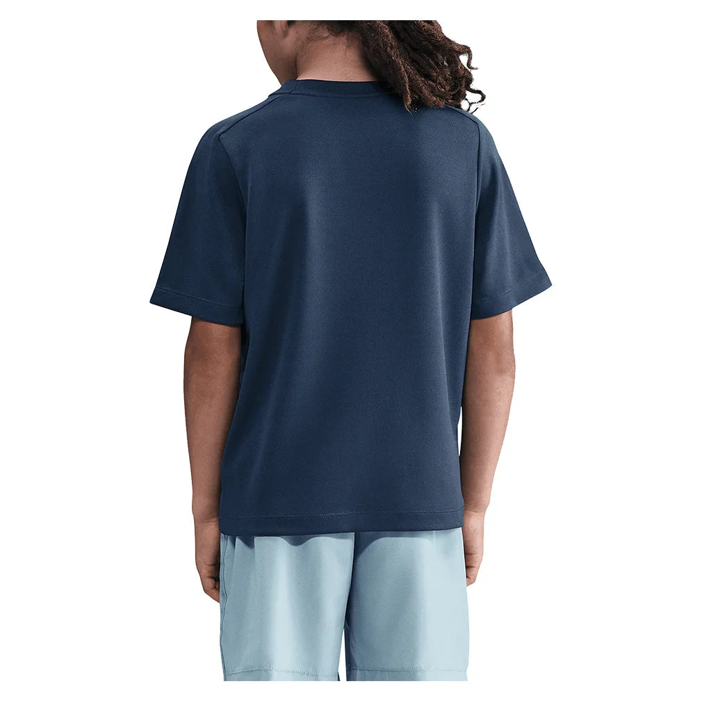 Boys` Multi Dri-FIT Short-Sleeve Training Top Midnight Navy and White Apparel Nike