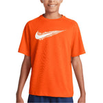 Boys' Dri-Fit Multi Short Sleeve Training Top Safety Orange and White Apparel Nike