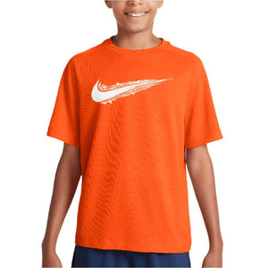 Boys' Dri-Fit Multi Short Sleeve Training Top Safety Orange and White Apparel Nike