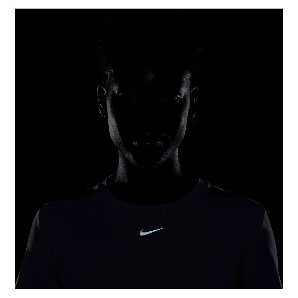 Women`s One Classic Twist Short Sleeve Top Lilac Ice and Black Apparel Nike